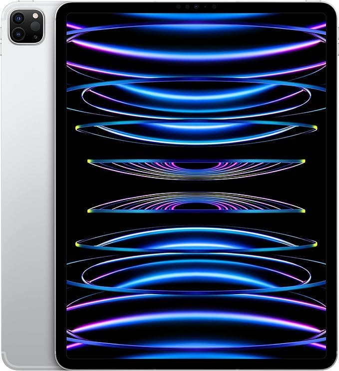 Apple iPad Pro 12.9-inch (6th Generation): with M2 chip, Liquid Retina XDR Display, 256GB, Wi-Fi 6E + 5G Cellular, 12MP front/12MP and 10MP Back Cameras, Face ID, All-Day Battery Life – Silver
